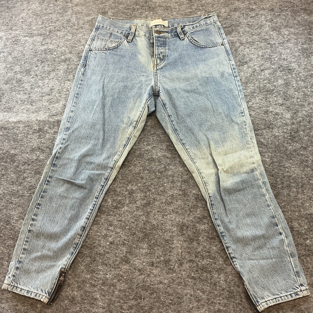 Objects Without Meaning Light Wash High Waisted Cropped Zipper Ankle Jeans